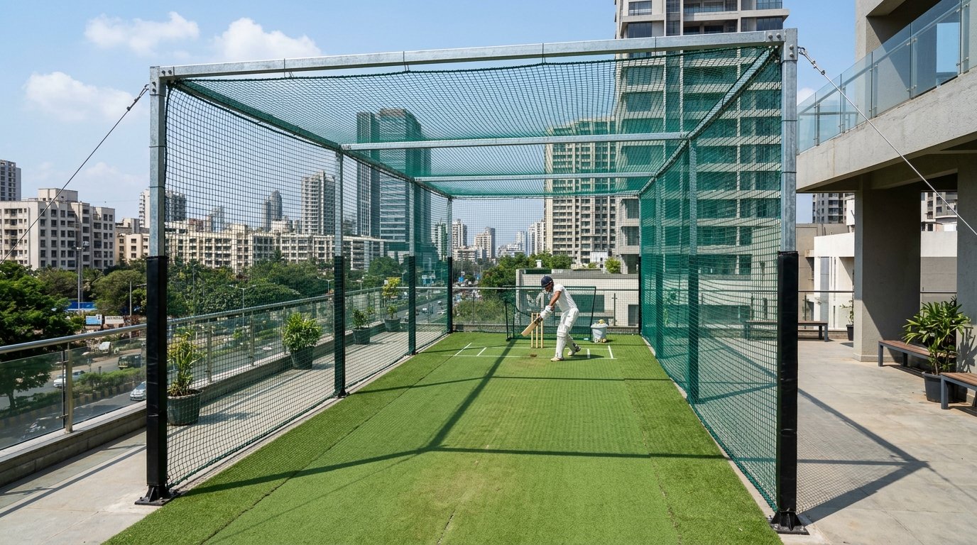 Cricket practice net cage turf in Magarpatta, Pune